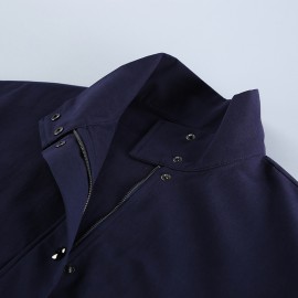 Workwear Stand Collar Jacket for Women Autumn Winter Loose Drop Shoulder Simple Office Casual Outerwear Women Clothing