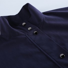 Workwear Stand Collar Jacket for Women Autumn Winter Loose Drop Shoulder Simple Office Casual Outerwear Women Clothing