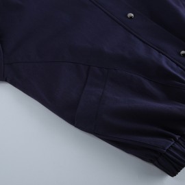 Workwear Stand Collar Jacket for Women Autumn Winter Loose Drop Shoulder Simple Office Casual Outerwear Women Clothing