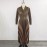 Faux Two Piece Long Dress Gold Pattern Set Collar Tight Waist Slimming Pleated Autumn Dress for Women