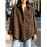 Autumn Women Clothing Autumn Vintage Corduroy Printed Leopard Print Loose Shirt