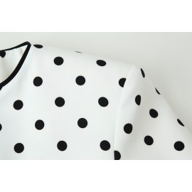 Women Clothing Fashionable All Match round Neck Polka Dot Short Jacket