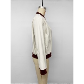 Retro Contrast Color Stand up Collar Zipper Short Varsity Jacket