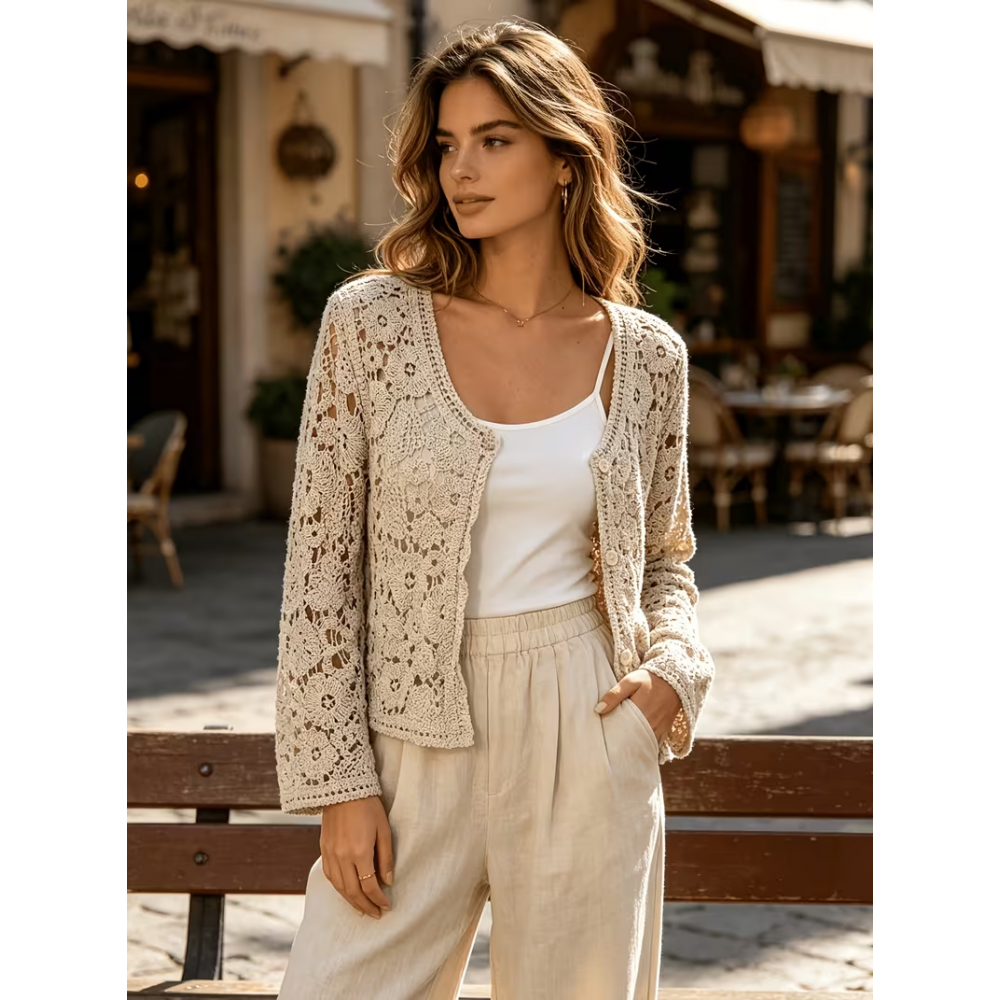 Women Solid Color SpringAutumn Single Button Knitted Cardigan