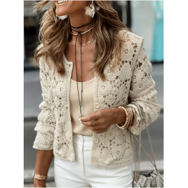 Women Solid Color SpringAutumn Single Button Knitted Cardigan