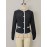 Black White Contrast Color Clothing Pearl Fastener Decoration with Cuff Chic Design Chanel Coat