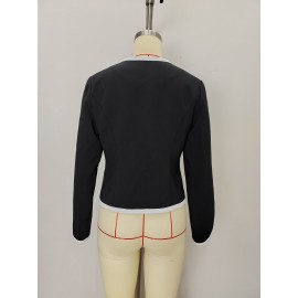 Black White Contrast Color Clothing Pearl Fastener Decoration with Cuff Chic Design Chanel Coat