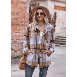 Autumn Winter Women Clothing Hooded Casual Coat Casual Mid Length Plaid Shirt for Women