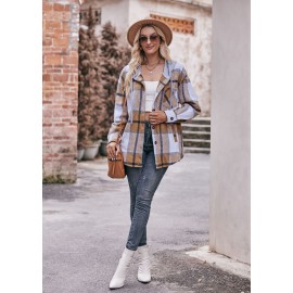 Autumn Winter Women Clothing Hooded Casual Coat Casual Mid Length Plaid Shirt for Women