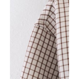 Autumn Fashionable All Match Plaid Hooded Zipper Office Jacket