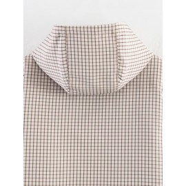 Autumn Fashionable All Match Plaid Hooded Zipper Office Jacket