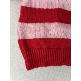 Striped Sweater Autumn Winter Crew Neck Casual Loose Pullover Sweater