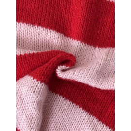 Striped Sweater Autumn Winter Crew Neck Casual Loose Pullover Sweater