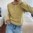 Multi Color Contrast Color Lock Sweater Half Cardigan Button Knitted Pullover Autumn Winter Women Sweater