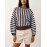 Autumn Winter Striped Long-Sleeved Sweater Sweater Pullover Top