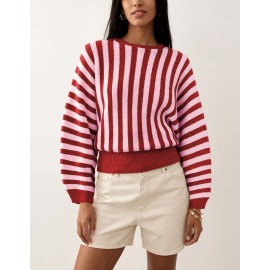 Autumn Winter Striped Long-Sleeved Sweater Sweater Pullover Top