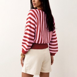 Autumn Winter Striped Long-Sleeved Sweater Sweater Pullover Top