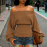 Fashionable Elegant Lightly Mature Loose Batwing Sleeve Sweater Autumn Winter Casual off Shoulder Waist Tight Woolen Top