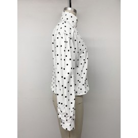 Autumn Winter Loose Long Sleeve Snap Fastener Cardigan Casual Polka Dot Coat Women Clothing