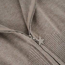 Autumn Winter Women Solid Color Minimal Casual Sweater Lightly Mature Stand Collar Zipper Coat
