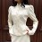 Vintage Court Jacquard Top Women Autumn Stand Collar Puff Sleeve Tight Waist Lotus Leaf Hem Thin Coat