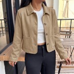 Korean Retro Solid Color Suede Short Lapels Coat