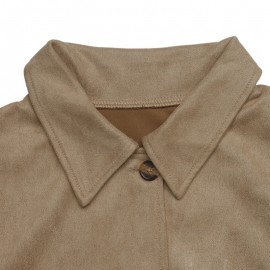 Korean Retro Solid Color Suede Short Lapels Coat