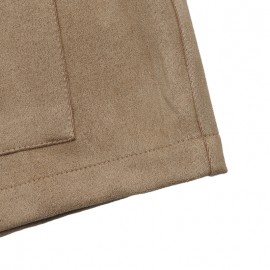 Korean Retro Solid Color Suede Short Lapels Coat