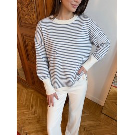 Striped Sweater Women Loose Lazy Chic Pullover Top