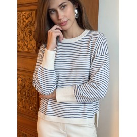 Striped Sweater Women Loose Lazy Chic Pullover Top