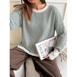 Striped Sweater Women Loose Lazy Chic Pullover Top