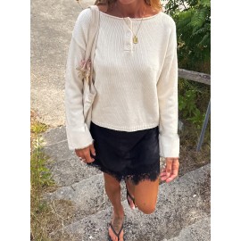 Idle round Neck Button Knitted Sweater Women Loose Long Sleeve Solid Color Pullover Autumn Winter Top Wool