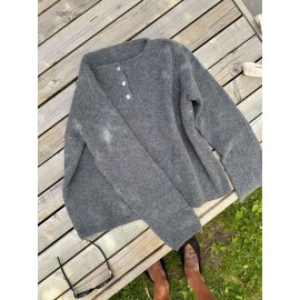 Idle round Neck Button Knitted Sweater Women Loose Long Sleeve Solid Color Pullover Autumn Winter Top Wool