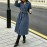 Denim Women Wear Trench Coat Solid Color Collared Long Sleeve Lace up Long Denim Jacket for Women