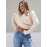 Casual Cable Knit Sweater Women Long Sleeved Solid Color Knitted Pullover Women Commuting Wear