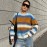 Idle Striped Sweater Multi Color Mosaic Striped Crew Neck Long Sleeves Knitwear Office Top
