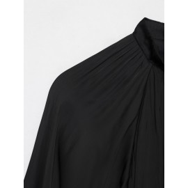 Women Clothing Autumn Loose All Matching Batwing Sleeve Black Short Jacket Coat