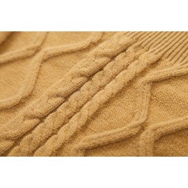 Off Shoulder Beige Long Sleeve Pullover Women Autumn Loose Cable Knit Sweater Gentle Korean All Matching Top