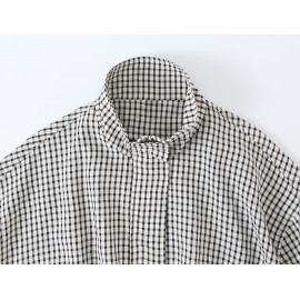 Women Clothing Early Autumn Casual Stand Collar Long Sleeve Plaid Bomber Jacket Zipper Coat