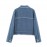 Autumn Women Polo Collar Frayed Hem Denim Jacket