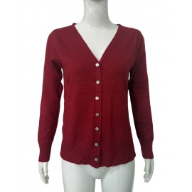 Women Clothing Solid Color Sweater Button Knitted Cardigan Fall Sweater Coat