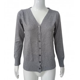 Women Clothing Solid Color Sweater Button Knitted Cardigan Fall Sweater Coat