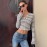 in Striped Long Sleeved T shirt Women Autumn Slim Fit Cardigan All Matching Top Women