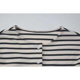 in Striped Long Sleeved T shirt Women Autumn Slim Fit Cardigan All Matching Top Women
