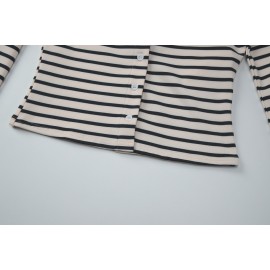 in Striped Long Sleeved T shirt Women Autumn Slim Fit Cardigan All Matching Top Women