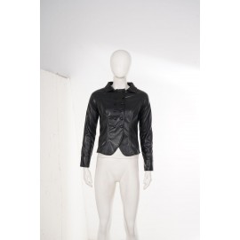 Casual Locomotive Double Breasted Collared Slim Leather Jacket Street Retro Sexy Personality Fashionable Jacket