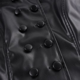 Casual Locomotive Double Breasted Collared Slim Leather Jacket Street Retro Sexy Personality Fashionable Jacket