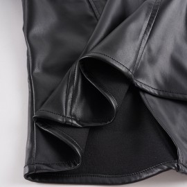 Casual Locomotive Double Breasted Collared Slim Leather Jacket Street Retro Sexy Personality Fashionable Jacket