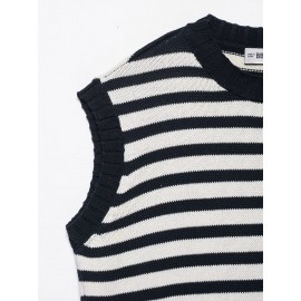 Women Clothing Summer Casual Office Striped Knitted Vest