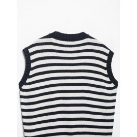 Women Clothing Summer Casual Office Striped Knitted Vest